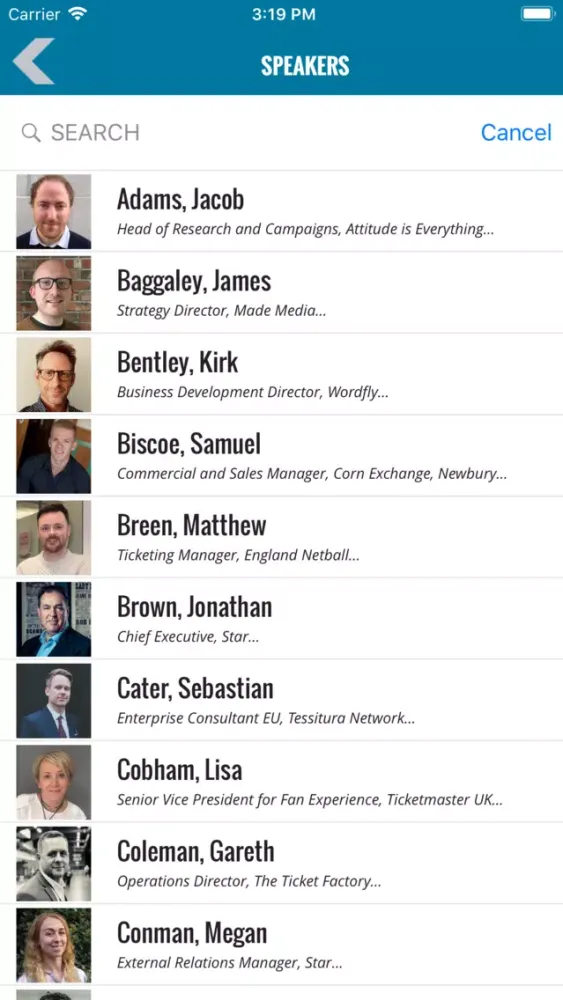 Capturas de tela do Ticketing Professionals 2019