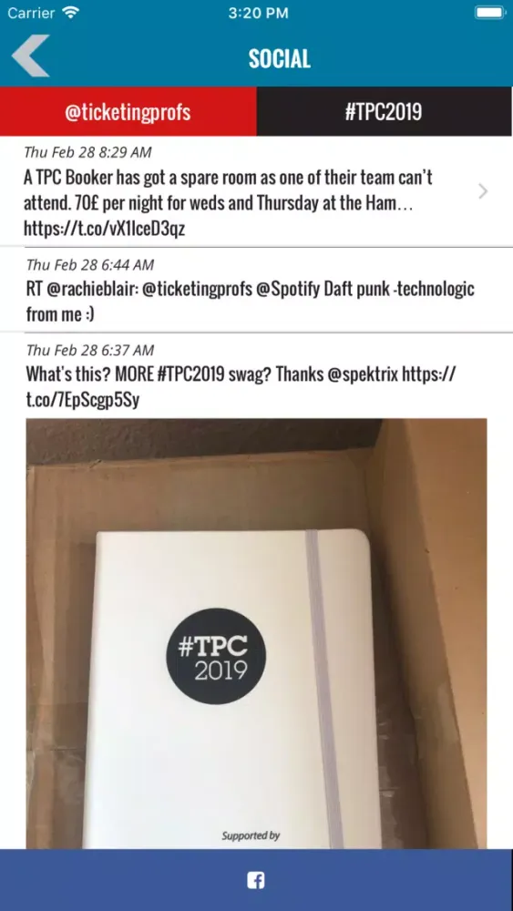 Capturas de tela do Ticketing Professionals 2019