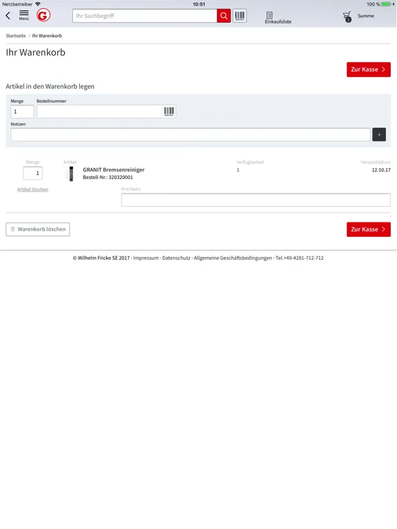 GRANIT PARTS iPad  Screenshots