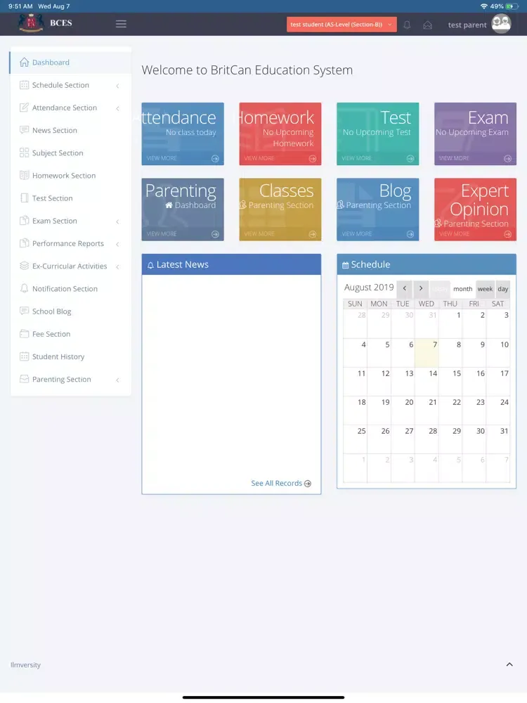 Ảnh chụp màn hình của BritCan Campus iPad 
