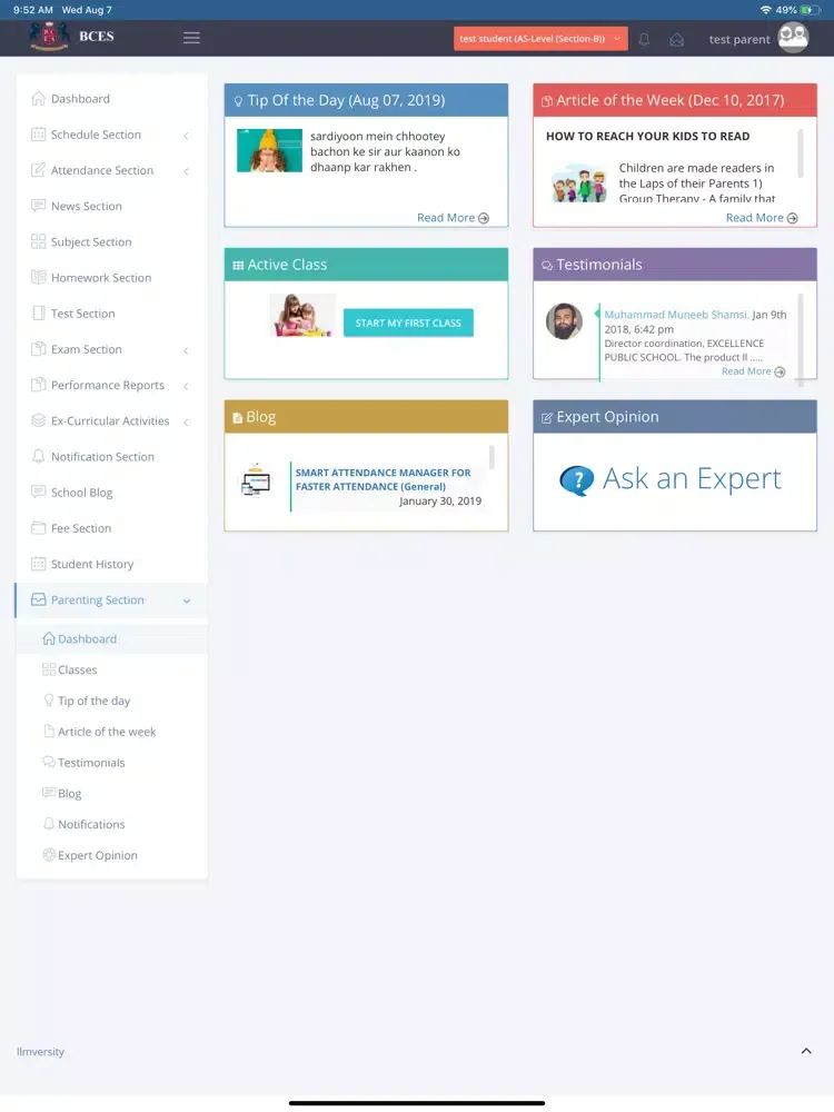 Ảnh chụp màn hình của BritCan Campus iPad 