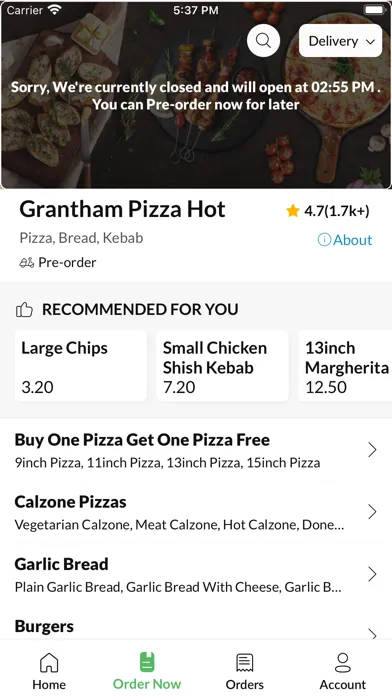 Zrzuty ekranu Grantham Pizza Hot.