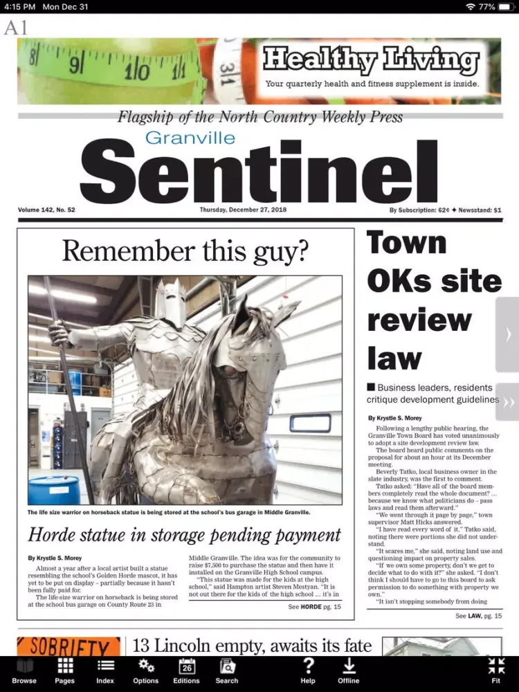 Ảnh chụp màn hình của Granville Sentinel iPad 