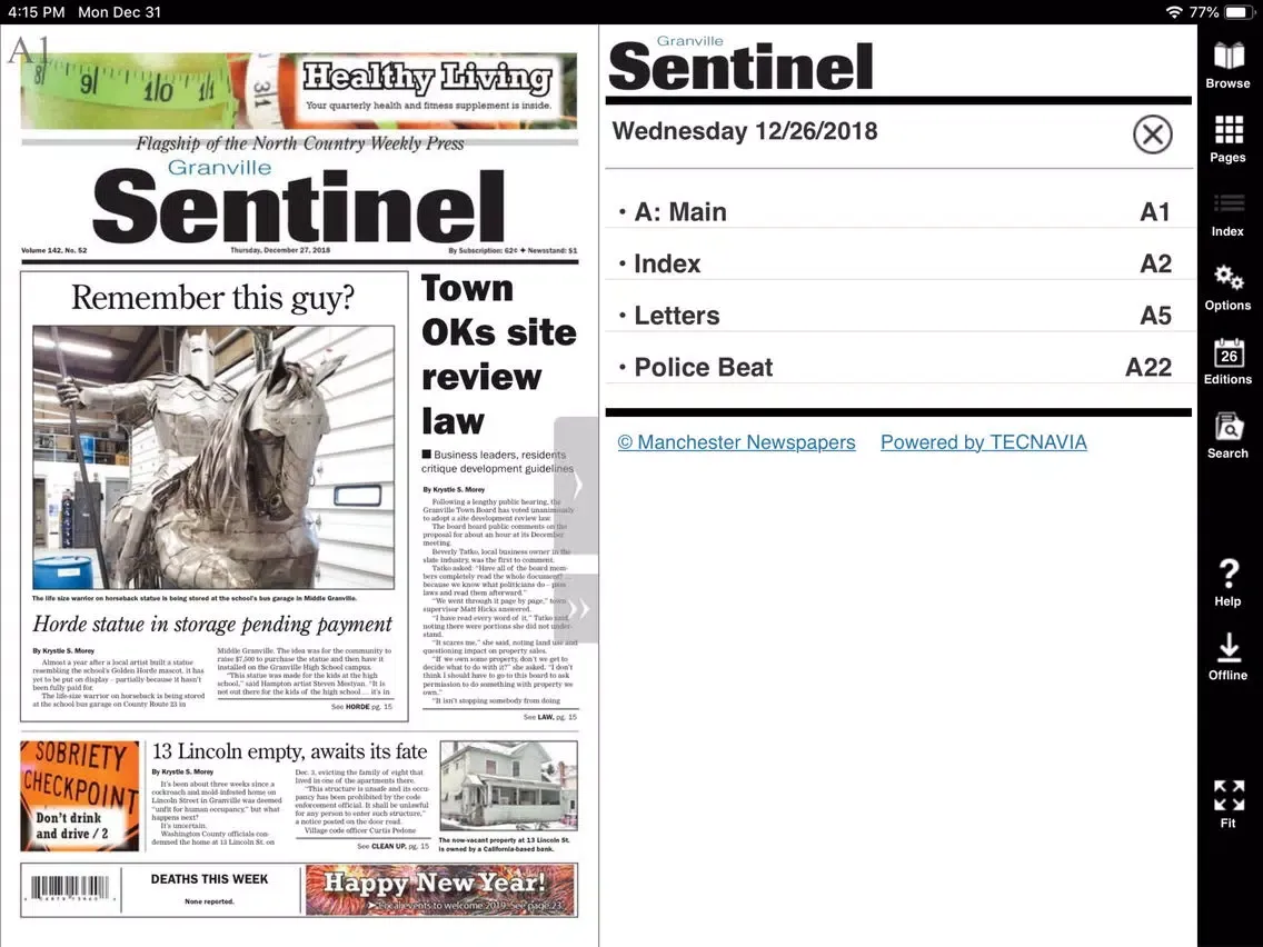 Ảnh chụp màn hình của Granville Sentinel iPad 