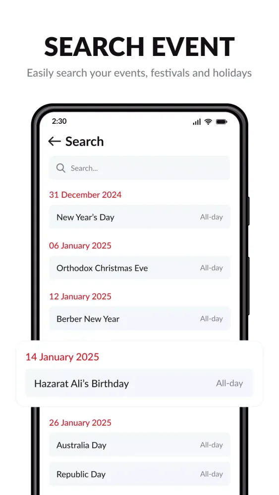 Calendar Screenshots
