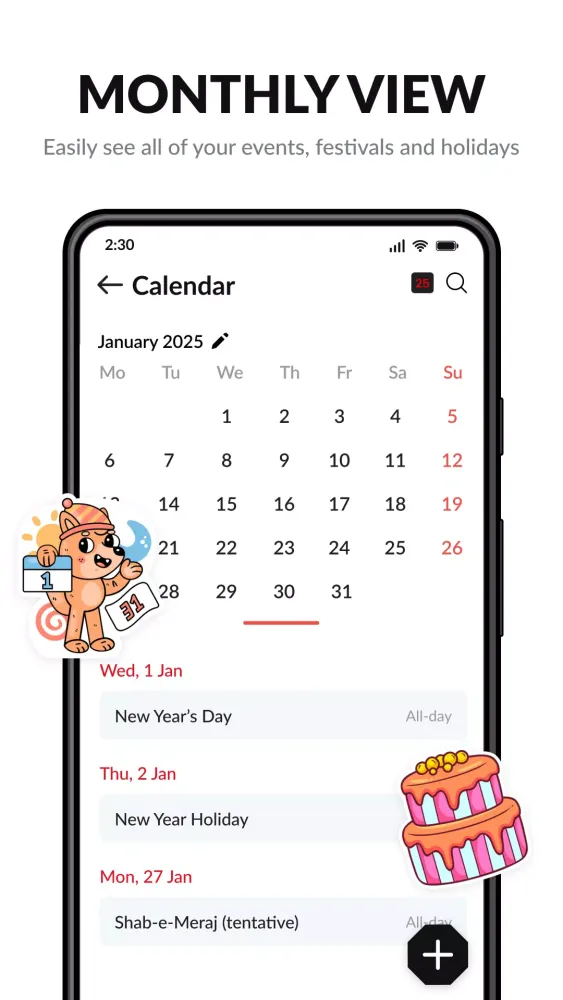 Calendar Screenshots