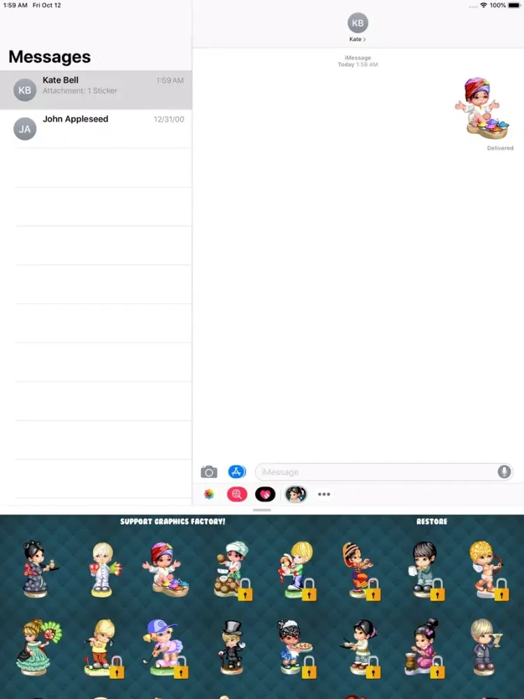 Tangkapan layar Sticker Peeps iPad 