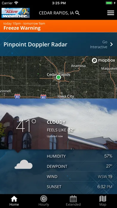 Capturas de tela do KCRG-TV9 First Alert Weather