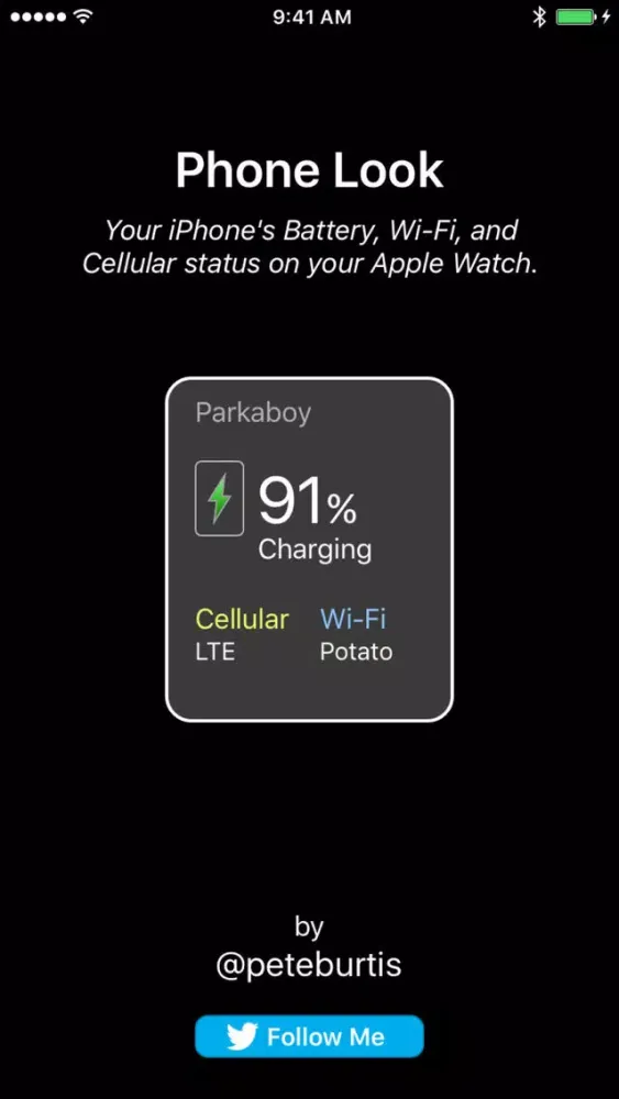Tangkapan skrin Phone Look — battery, wi-fi, & cell on your watch