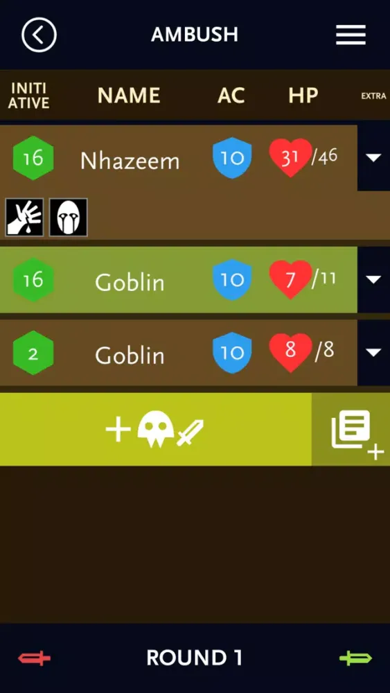 ProDnD Initiative Tracker Screenshots