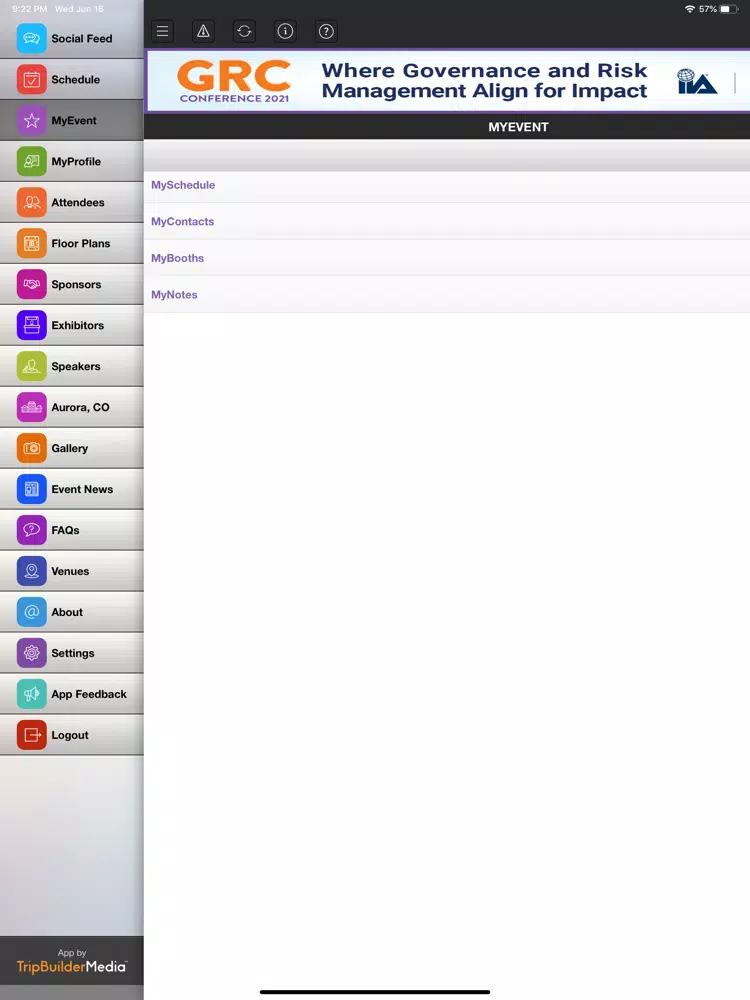 Zrzuty ekranu GRC 2021 Conference iPad 