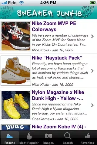 Capturas de tela do Sneaker Junkie