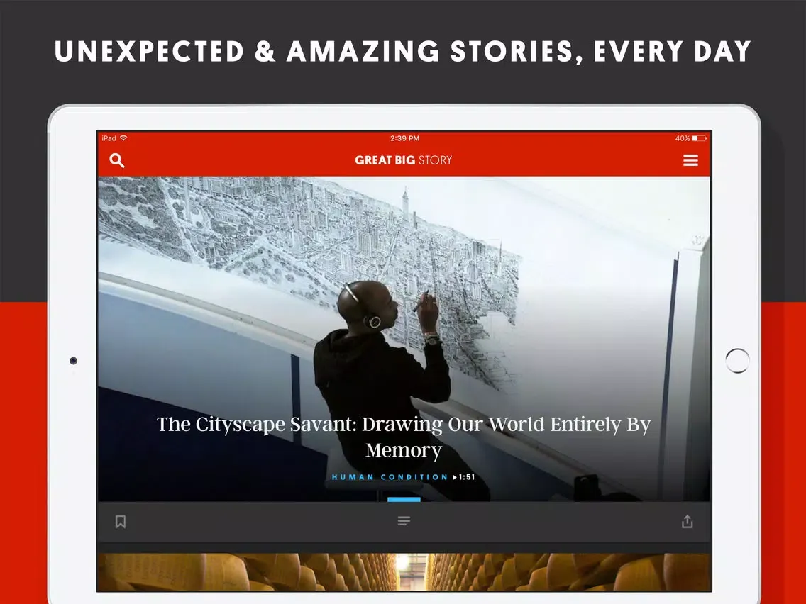 Tangkapan skrin Great Big Story iPad 