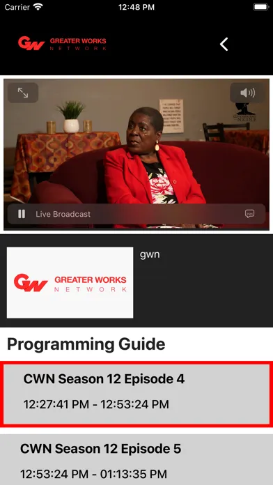 Capturas de tela do Greater Works Network