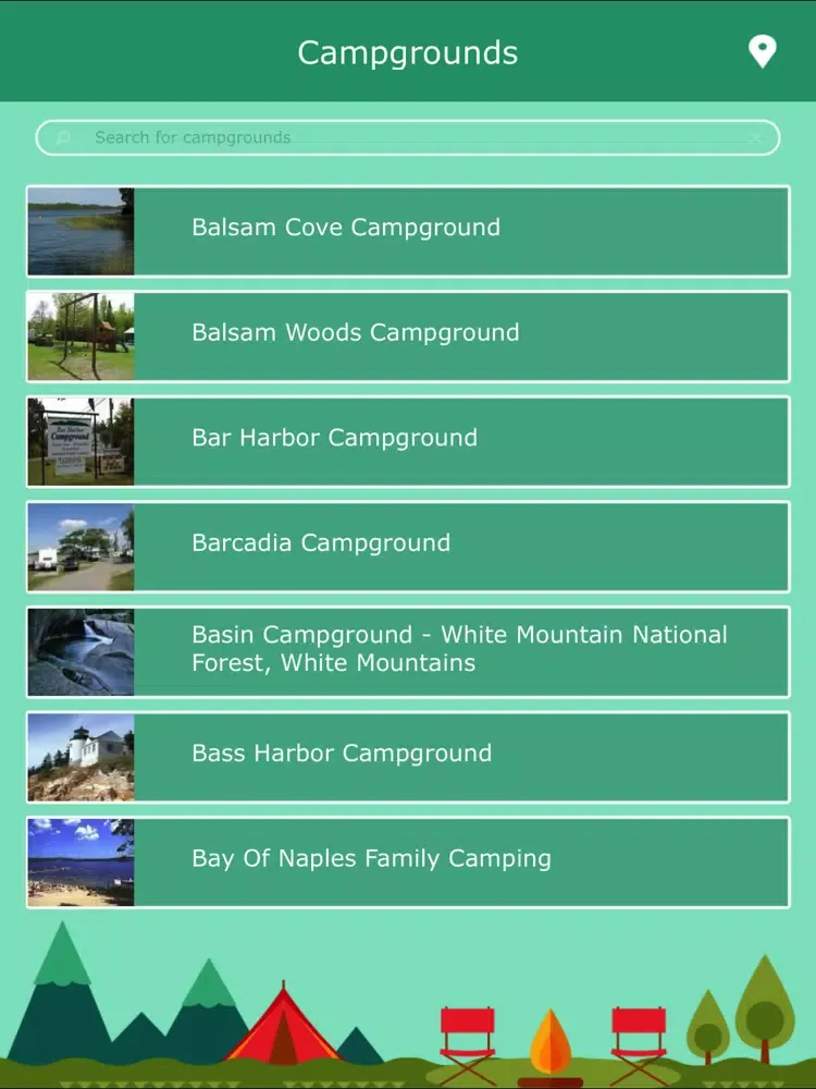 Maine Campgrounds RV Parks iPad  Screenshots