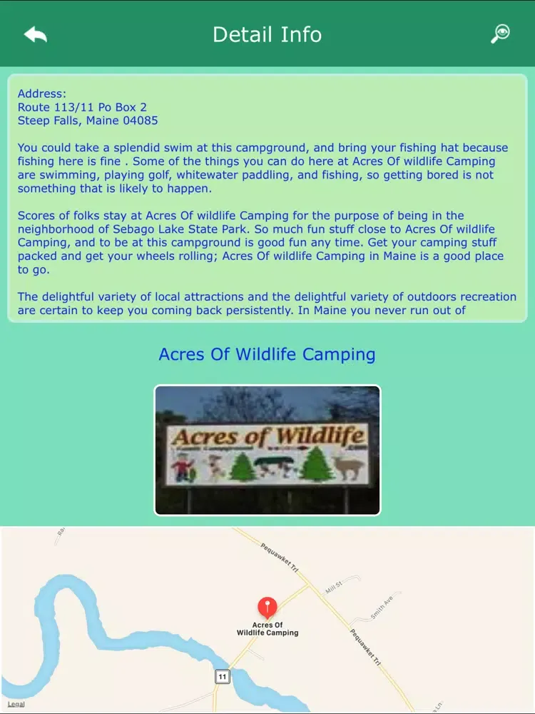 Maine Campgrounds RV Parks iPad  Screenshots