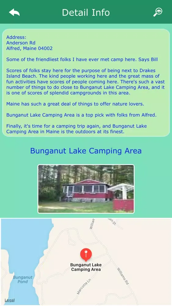 Maine Campgrounds RV Parks Screenshots