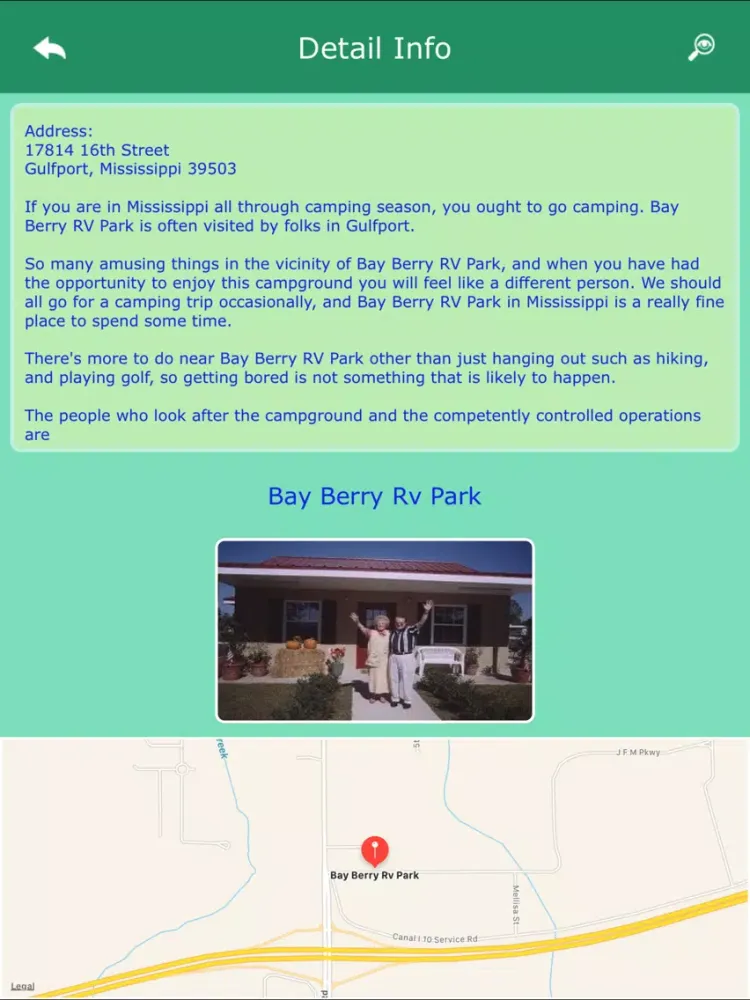 ภาพหน้าจอของ Mississippi RV Campgrounds iPad 