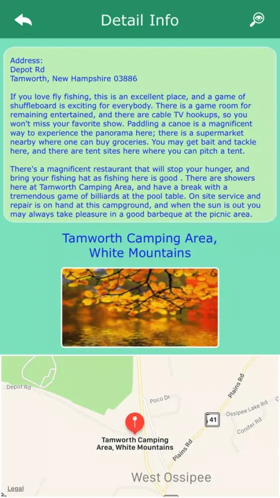 New Hampshire Camping Guide Screenshots