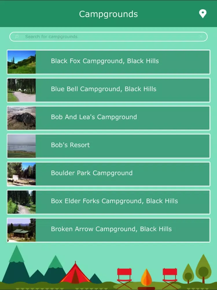 South Dakota Camping Locations iPad  Screenshots