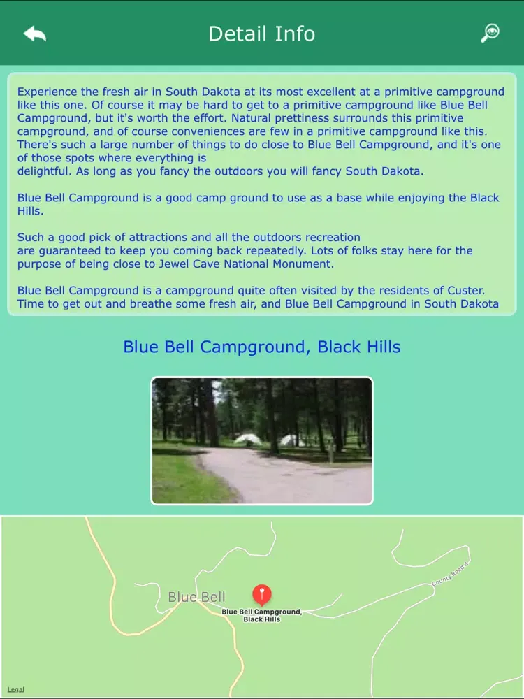 South Dakota Camping Locations iPad  Screenshots