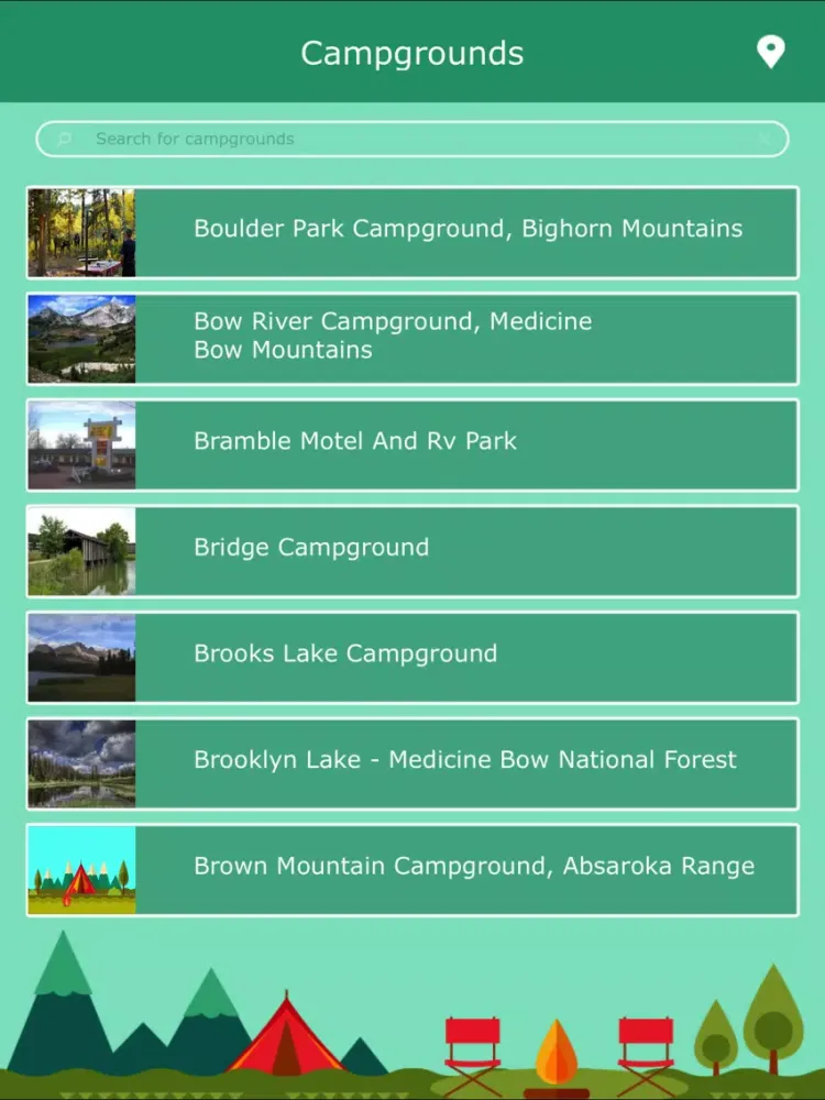 Wyoming Campgrounds & Parks iPad  Screenshots