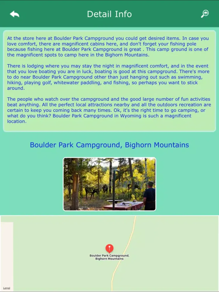 Wyoming Campgrounds & Parks iPad  Screenshots