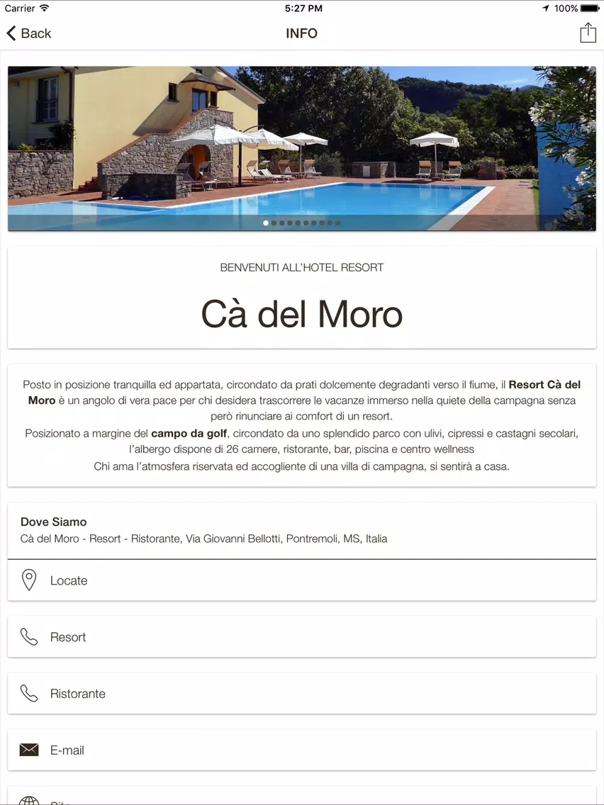 Cà del Moro Hotel&Resort iPad 应用截图
