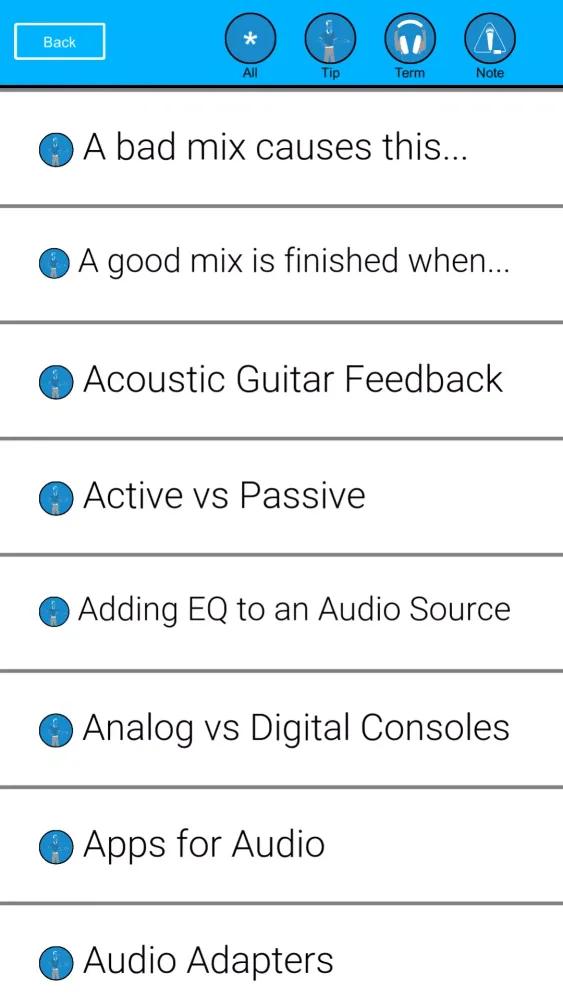 Capturas de pantalla de Live Sound Guide