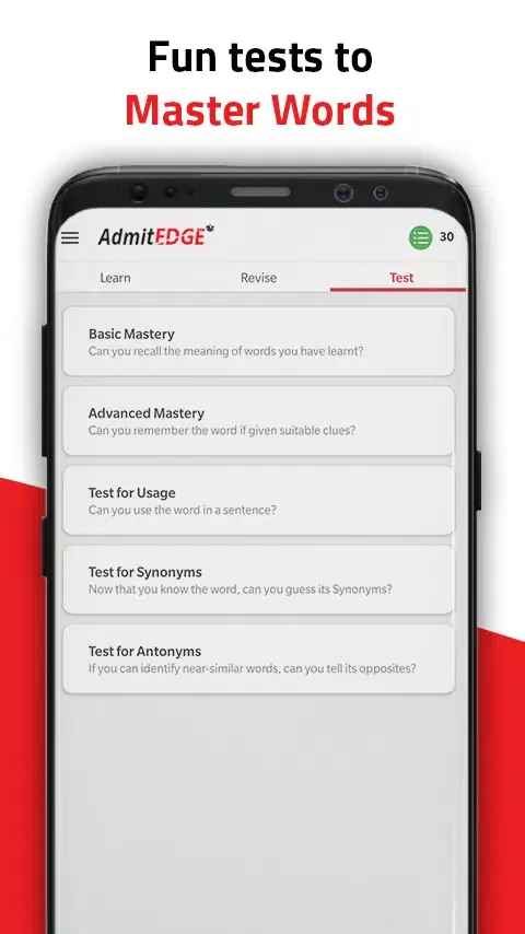 AdmitEDGE WordBot: GRE Vocab Screenshots