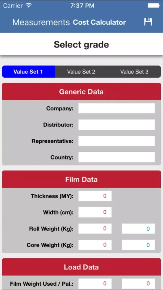 Stretch Film Cost Calculator Screenshots