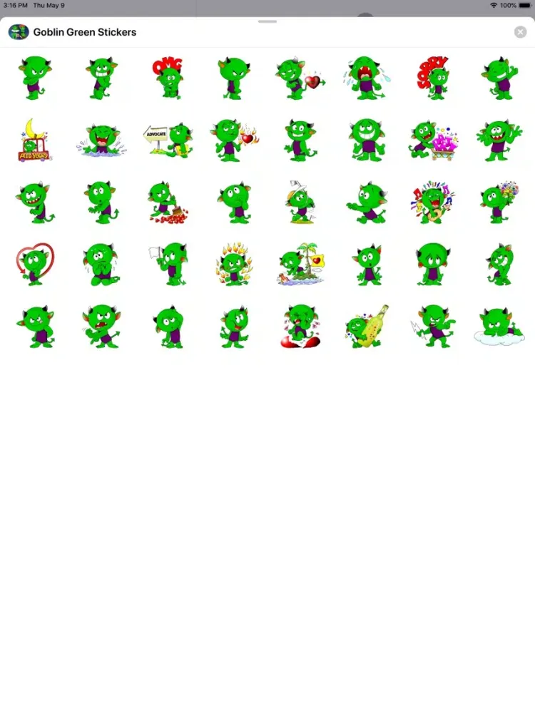 Captures d'écran de Goblin Green Stickers iPad 