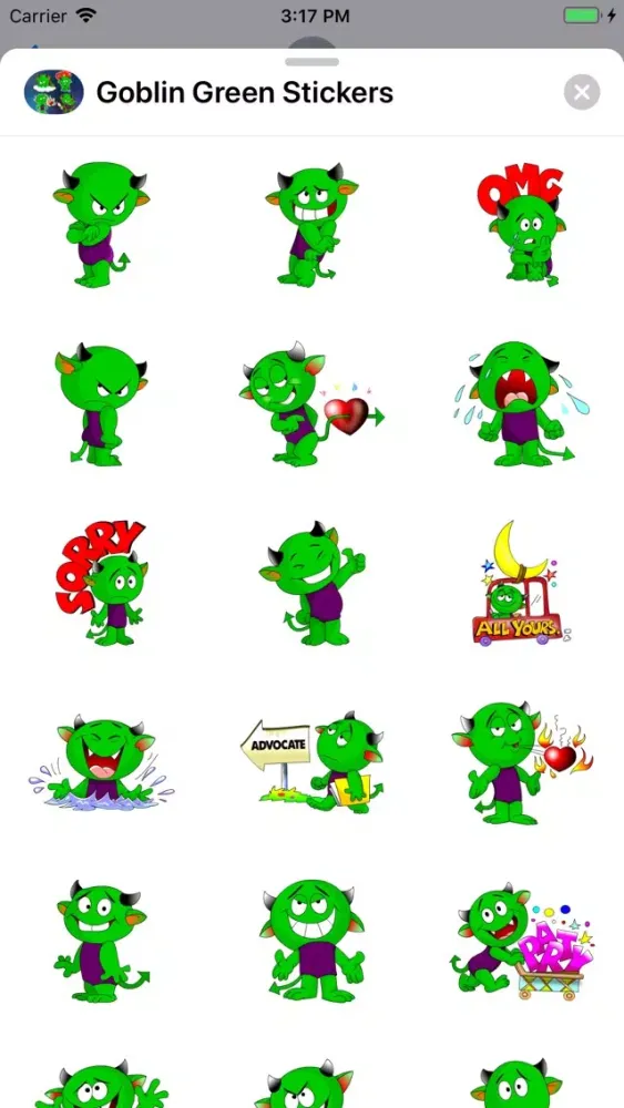 Captures d'écran de Goblin Green Stickers