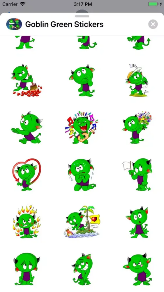 Captures d'écran de Goblin Green Stickers