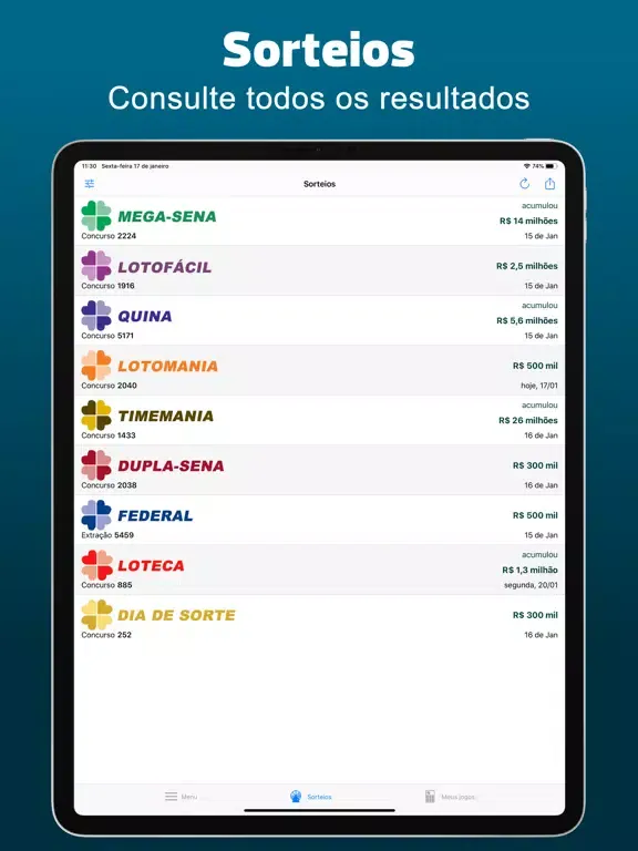 Capturas de pantalla de Loteria Resultados iPad 
