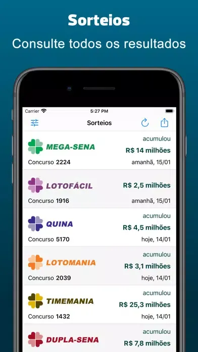 Capturas de pantalla de Loteria Resultados