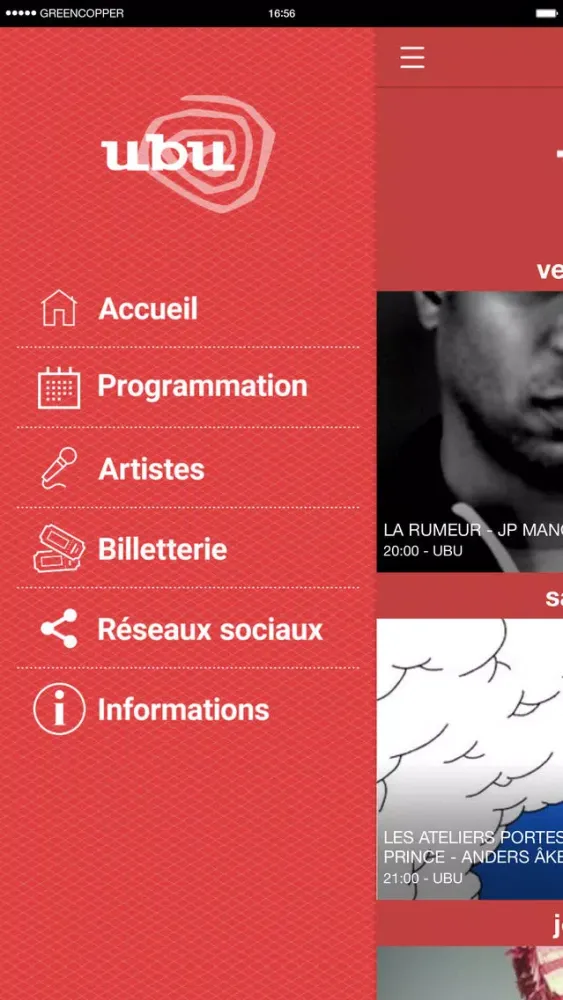 Zrzuty ekranu Application de l’Ubu Rennes – Club Concert