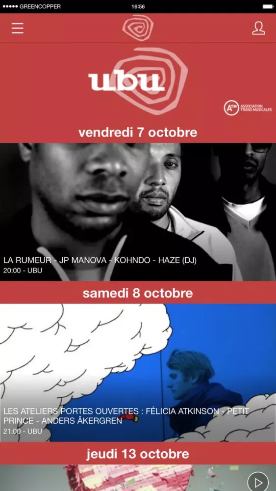 Zrzuty ekranu Application de l’Ubu Rennes – Club Concert