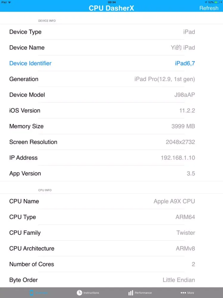Captures d'écran de CPU DasherX iPad 
