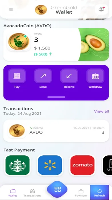 Ảnh chụp màn hình của GreenGoldWallet