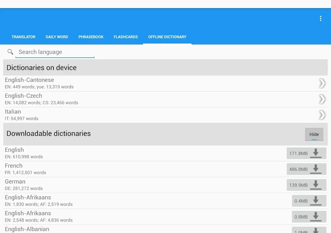 Talking Arabic Translator/Dictionary Screenshots