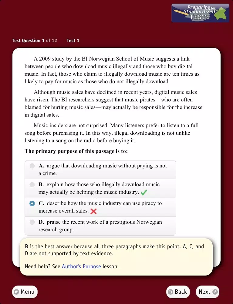 Screenshot di Preparing for Standardized Tests, Reading Lite iPad 