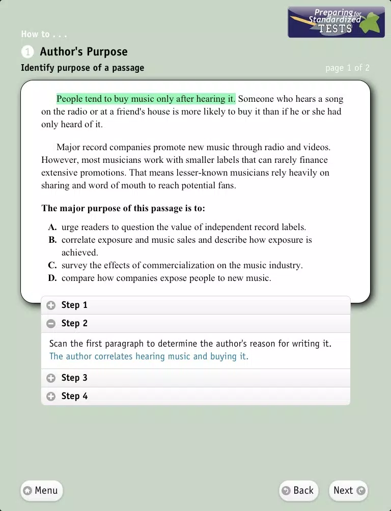 Screenshot di Preparing for Standardized Tests, Reading Lite iPad 