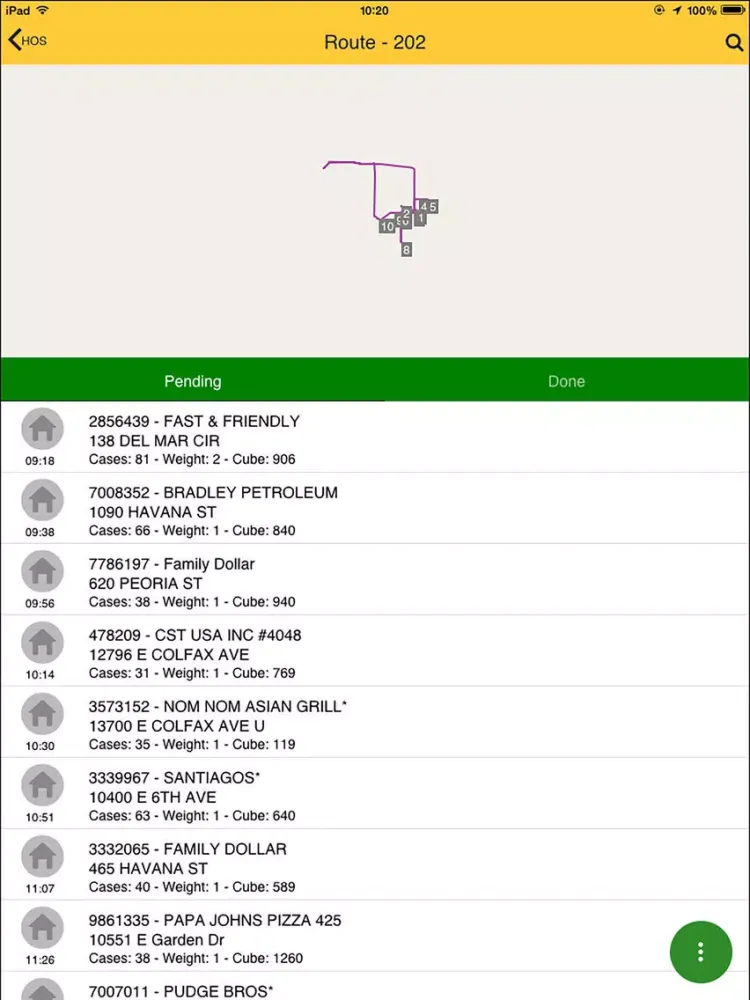 Tangkapan skrin GreenMile Sales iPad 