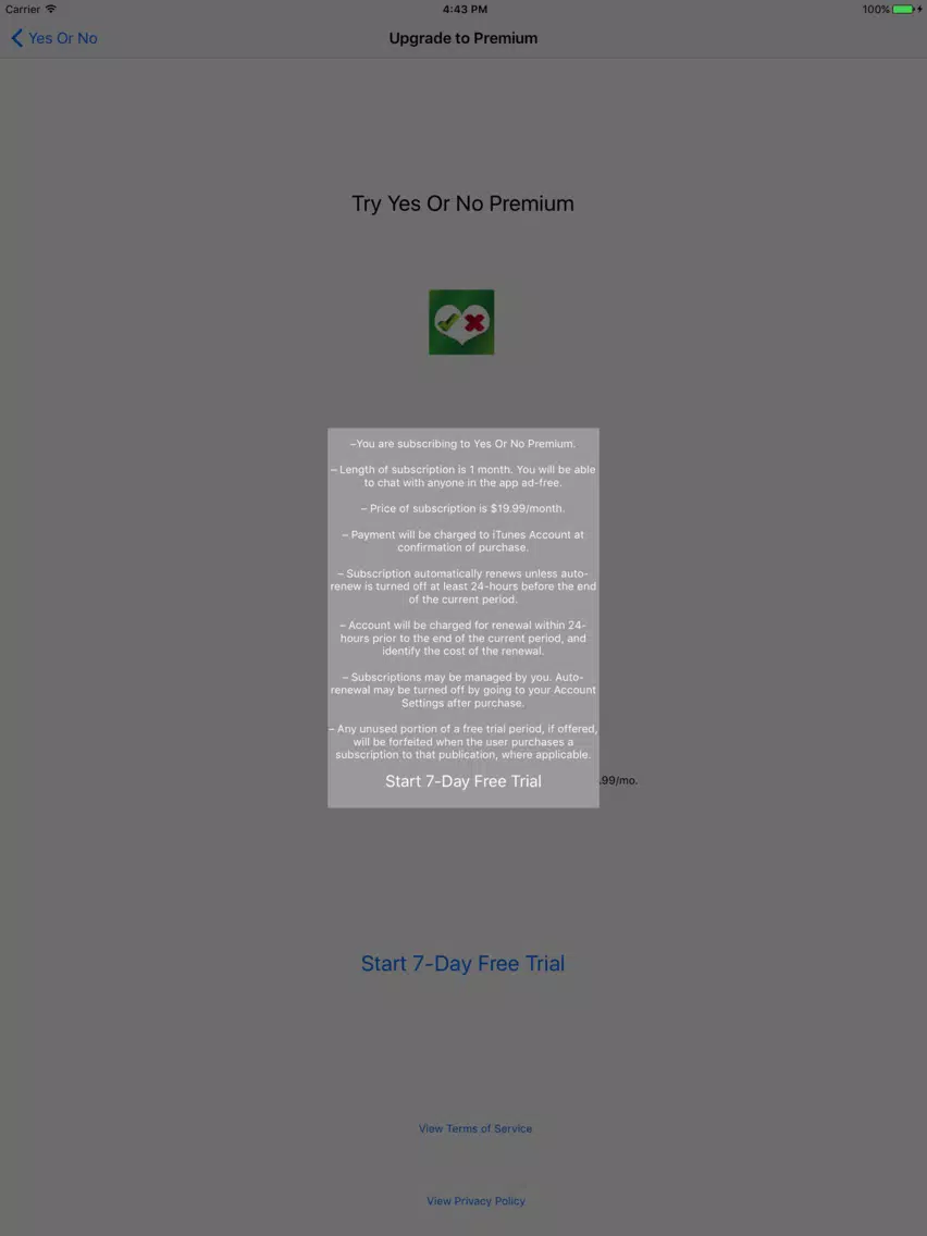 Tangkapan skrin Yes Or No Dating App iPad 