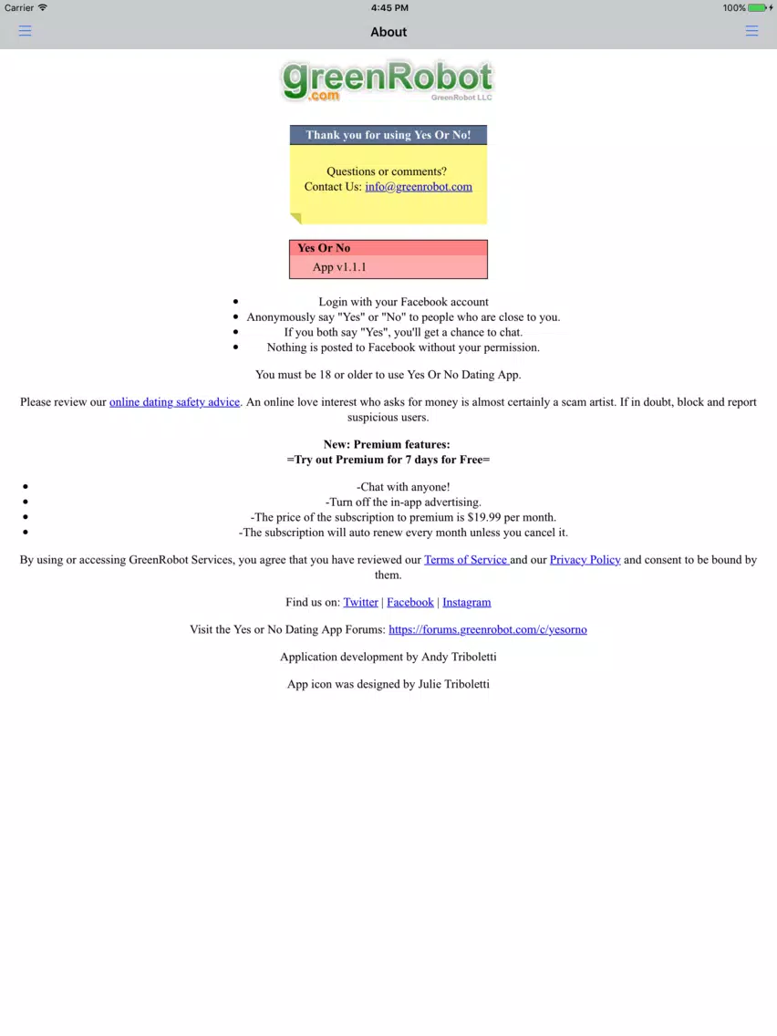 Tangkapan skrin Yes Or No Dating App iPad 