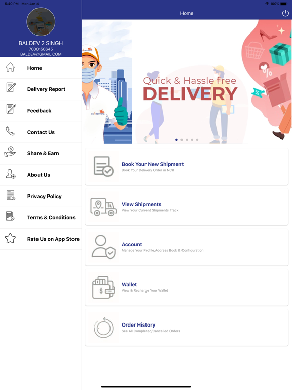 Go4delivery-Same Day Delivery iPad 應用截圖