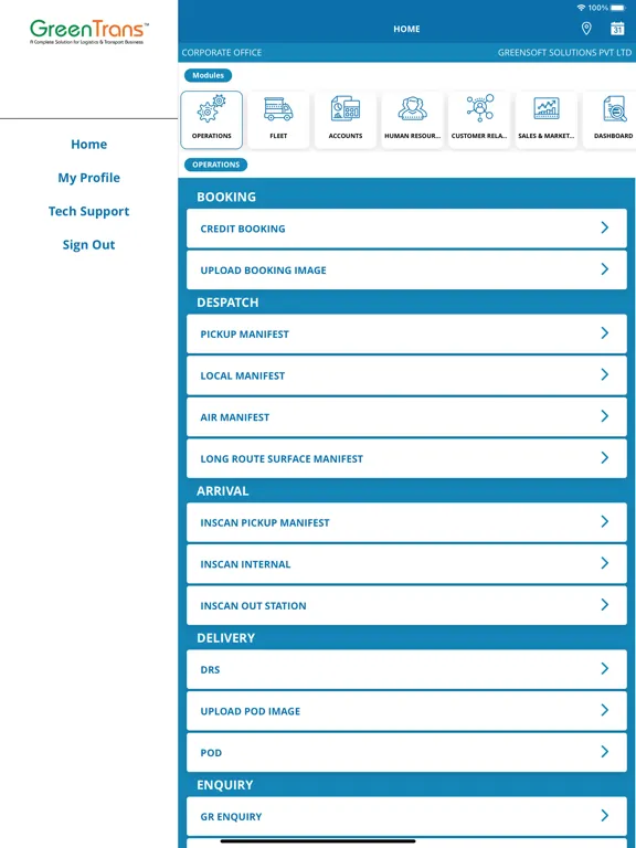 GreenTransERP iPad  سکرین شاٹس