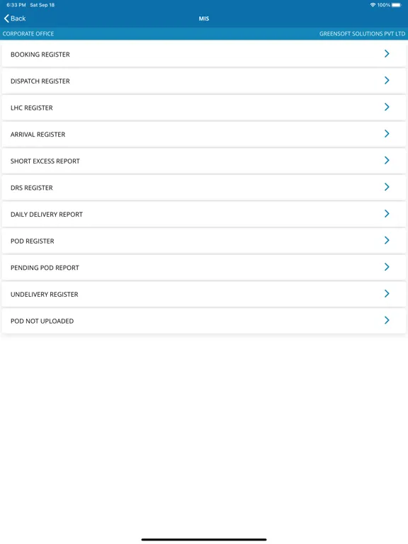 GreenTransERP iPad  سکرین شاٹس
