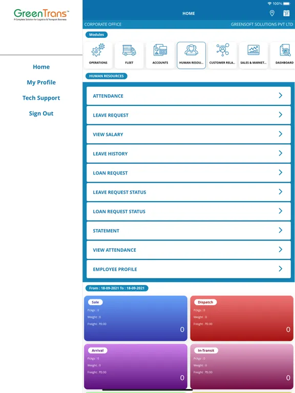 GreenTransERP iPad  سکرین شاٹس